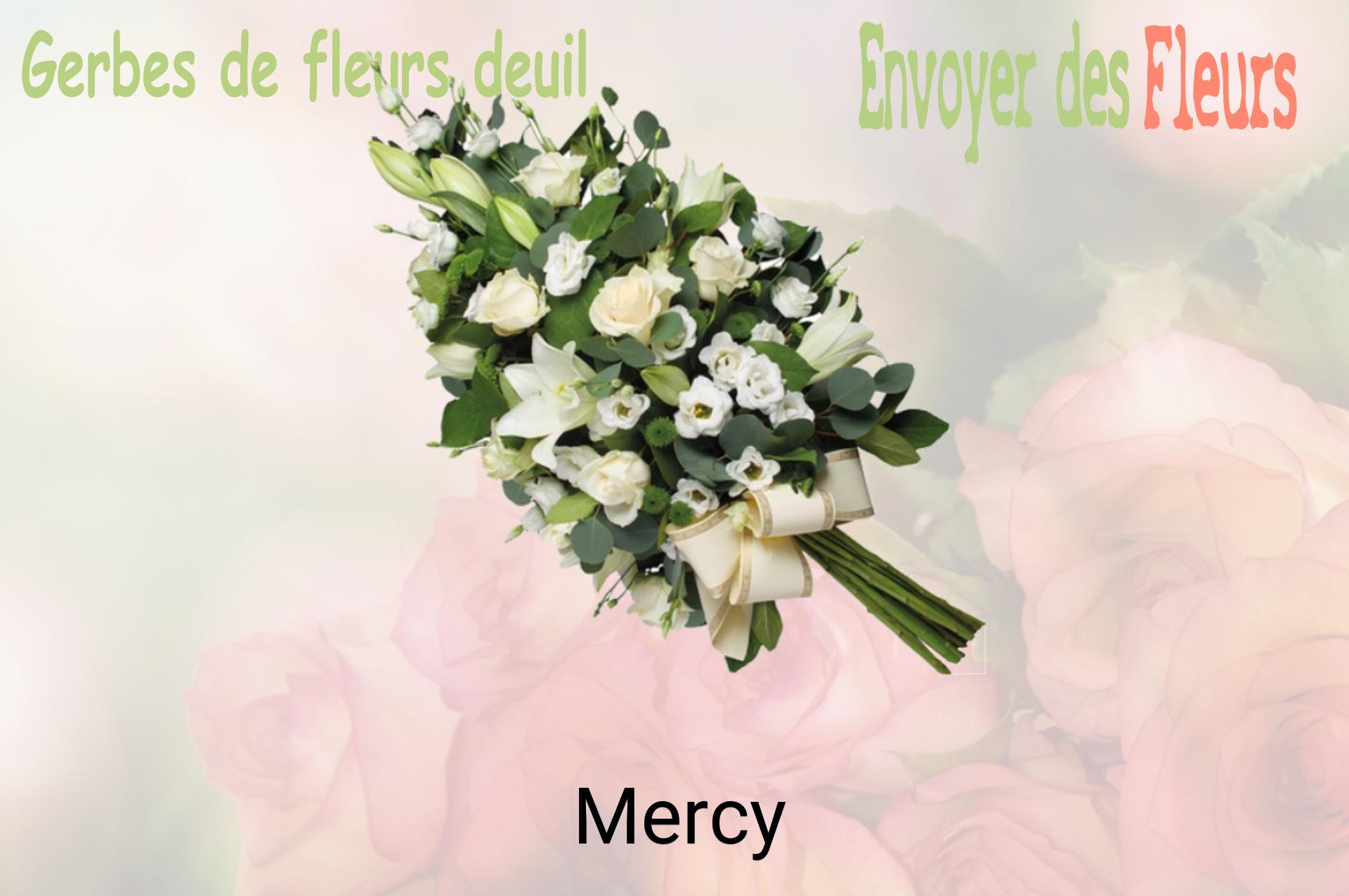 Gerbe de fleurs de deuil livrée à Mercy